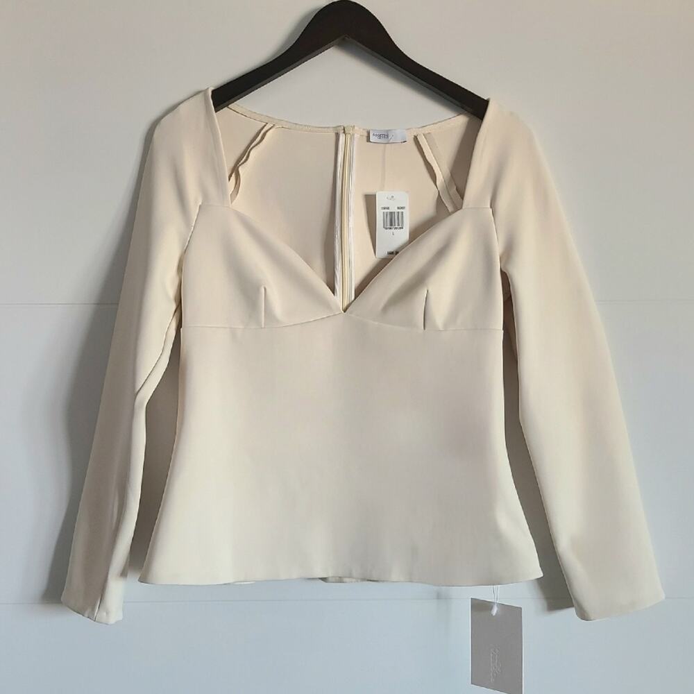 Rosetta Getty Parchment Ivory Scuba Sweetheart Neck Top Size Large NWT $695 - Picture 6 of 16